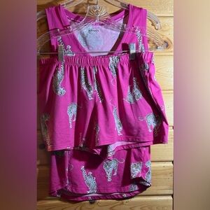 Pink Tiger Print Pajama Set Medium